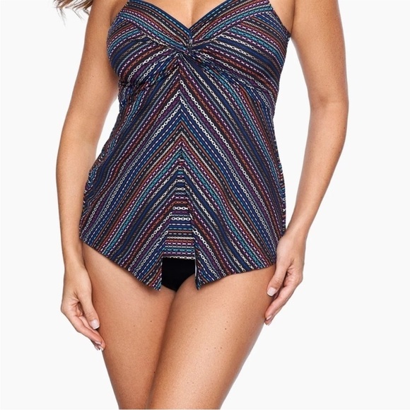 Miraclesuit NWT 6552447 Shimmer Links Love Knot Underwire Tankini Top 16 Vacay - Picture 5 of 16